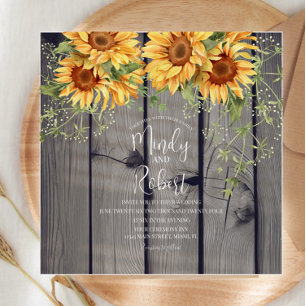 Rustic Sunflower Bouquet Watercolor Wedding   