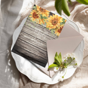 Rustic Sunflower Bouquet Watercolor Wedding Invitation