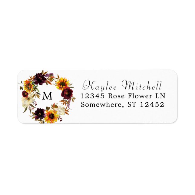 Rustic Sunflower & Bourgogne 1Floral Adresse de re (Devant)