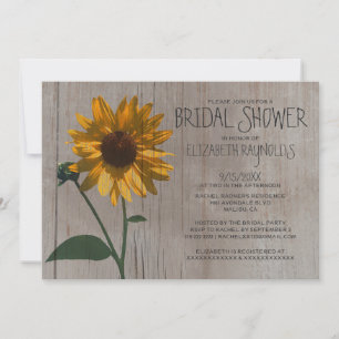 Rustic Sunflower Bridal Shower Invitations