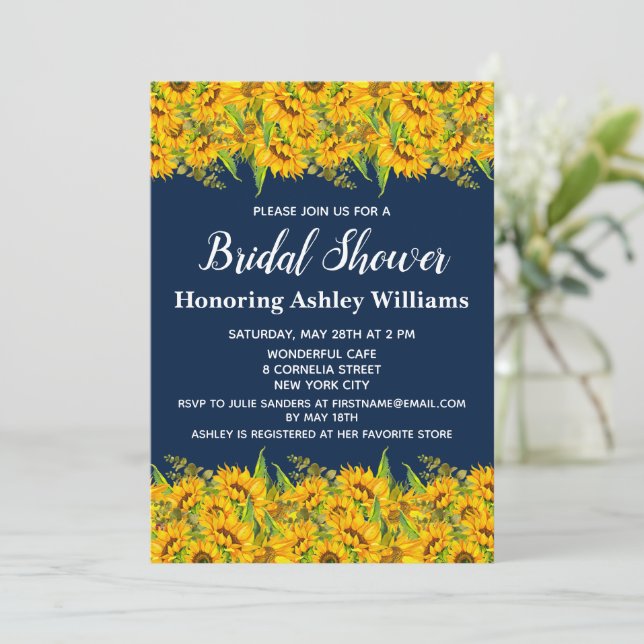 Rustic Sunflower Bridal Shower Invitations Floral (Standing Front)