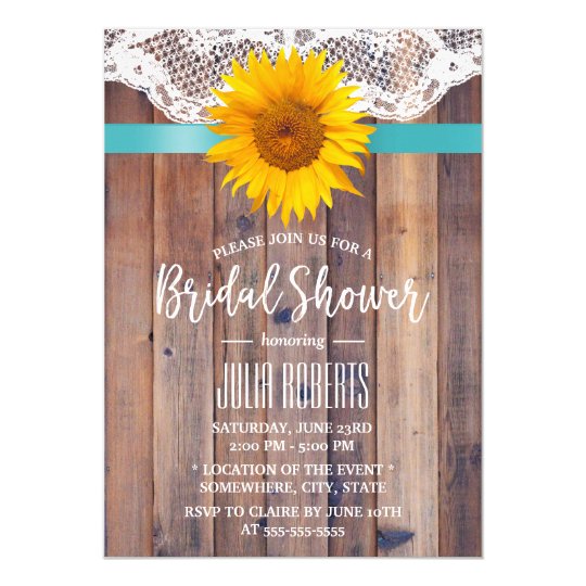 Rustic Sunflower Bridal Shower Laced Barn Wood #2 Card