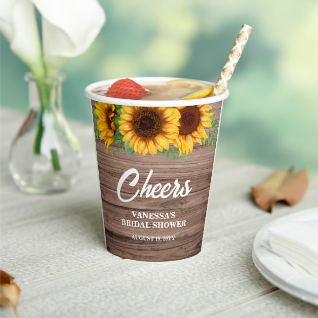 Rustic Sunflower Bridal Shower  Paper Cups (Insitu)