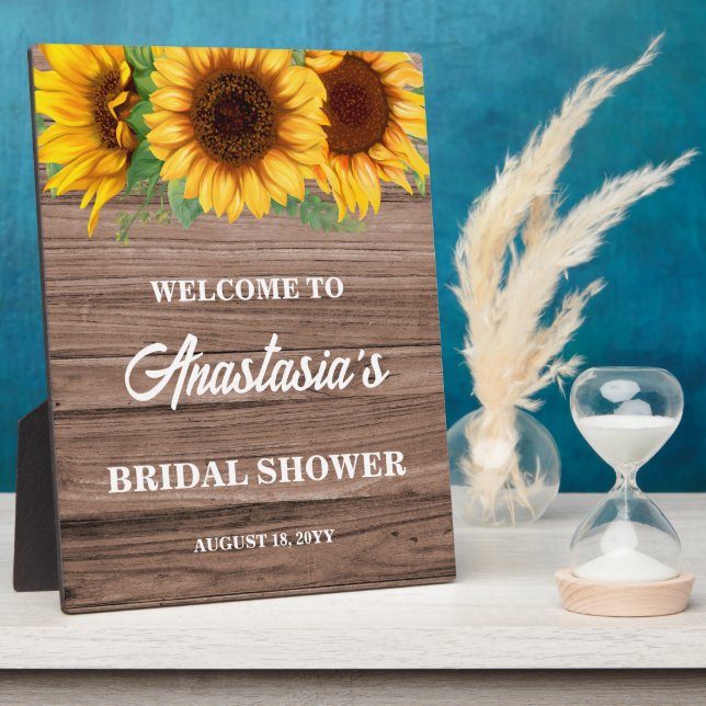 Rustic Sunflower Bridal Shower Welcome Sign Plaque (Side)