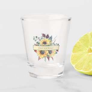Rustic Sunflower Bridal Tribe  Shot Glass