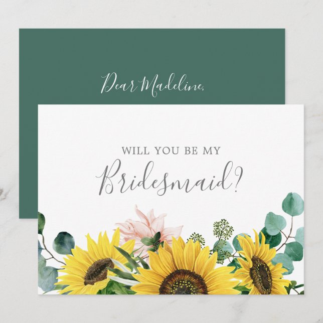 Rustic Sunflower Bridesmaid Proposal Card (Front/Back)