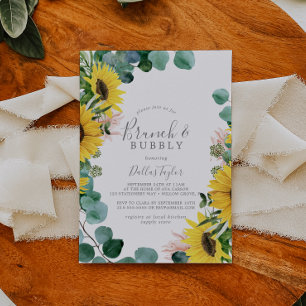 Rustic Sunflower Brunch and Bubbly Bridal Shower Invitation