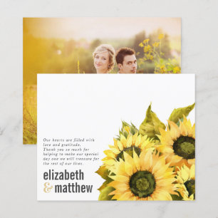 Rustic Sunflower   BUDGET Wedding Thank You Card