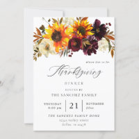 Rustic Sunflower & Burgundy Floral Thanksgiving