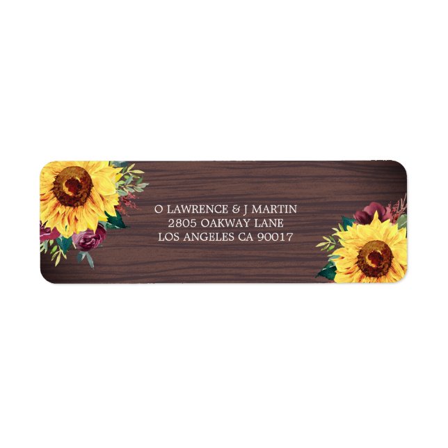 Rustic Sunflower Burgundy Rose Wood (Front)