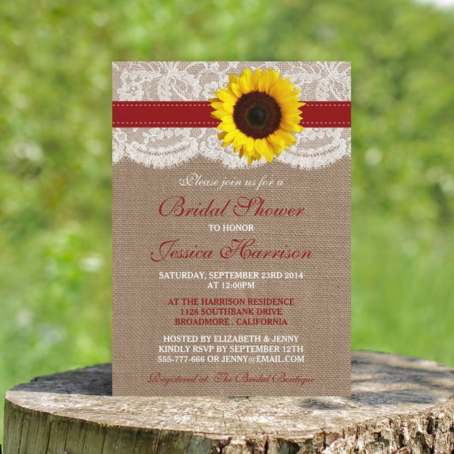 Rustic Sunflower, Burlap & Lace Bridal Shower Invitation (Creator Uploaded)