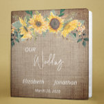 Rustic Sunflower Burlap Wedding Country Binder<br><div class="desc">This design may be personalized in the area provided by changing the photo and/or text. Or it can be customized by choosing the click to customize further option and delete or change the colour of the background, add text, change the text colour or style, or delete the text for an...</div>