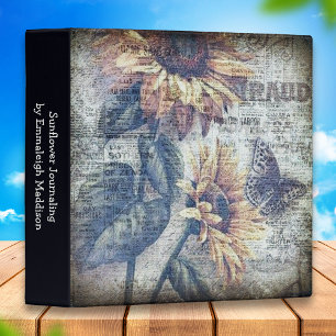 Rustic Sunflower Butterfly Ephemera decoupage Binder
