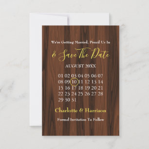 Rustic Sunflower Calendar Wedding Save The Date