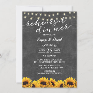 Rustic Sunflower Chalkboard Rehearsal Dinner Invitation