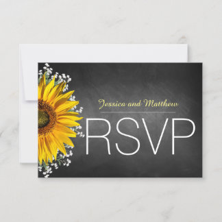 Rustic Sunflower Chalkboard RSVP Card