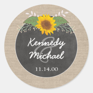 Rustic Sunflower Chalkboard Wedding envelope seal