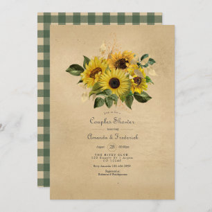 Rustic Sunflower Country Barn Couples Shower Invitation
