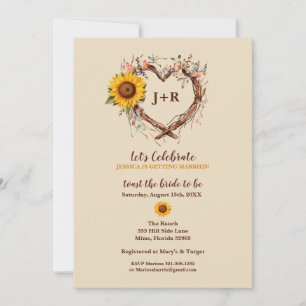 Rustic Sunflower Country Bridal Shower Invitation