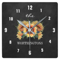 Rustic Sunflower Country Chalkboard Family Name