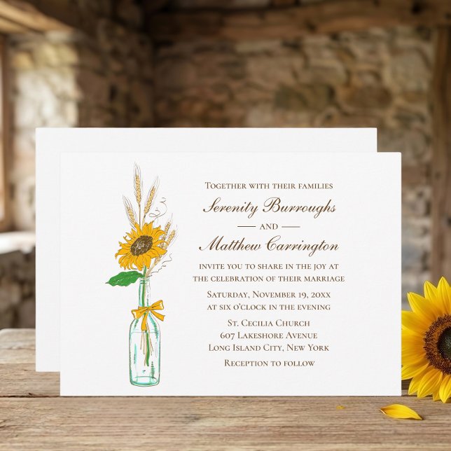 Rustic Sunflower Country  Fall Floral Wedding Invitation (Creator Uploaded)