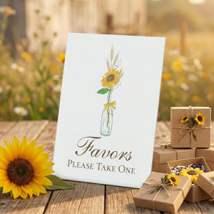 Rustic Sunflower Country Floral Wedding Favours  Pedestal Sign