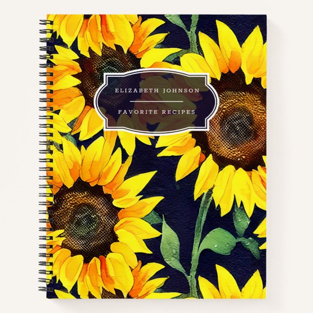Rustic Sunflower Country Kitchen Recipe Book (Front)