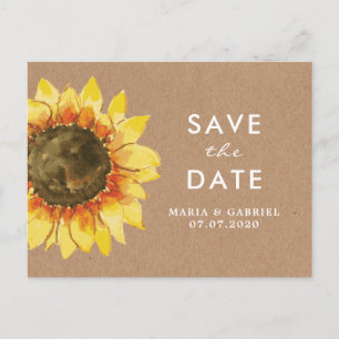Rustic sunflower. Country wedding  Save the Date Invitation Postcard