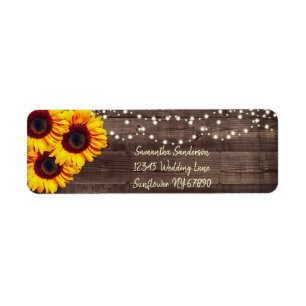 Rustic Sunflower Country Wood Return Address