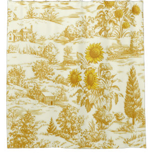 Rustic Sunflower Countryside Toile in Warm Tones