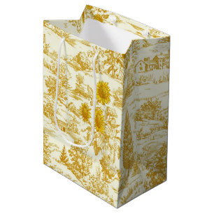 Rustic Sunflower Countryside Toile in Warm Tones Medium Gift Bag