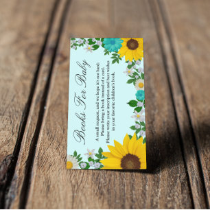 Rustic Sunflower Daisy Floral Books For Baby Enclosure Card