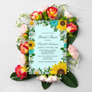 Rustic Sunflower Daisy Floral Bridal Shower Invitation