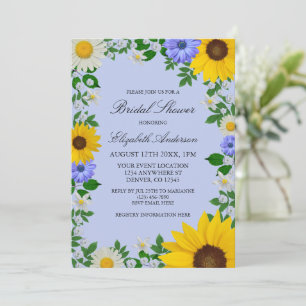 Rustic Sunflower Daisy Floral Bridal Shower Invitation