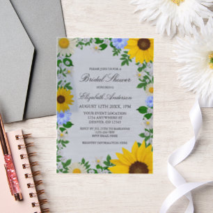 Rustic Sunflower Daisy Floral Bridal Shower Vellum Invitations