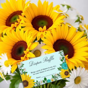Rustic Sunflower Daisy Floral Diaper Raffle Enclosure Card