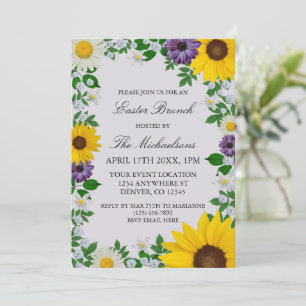 Rustic Sunflower Daisy Floral Easter Invitation