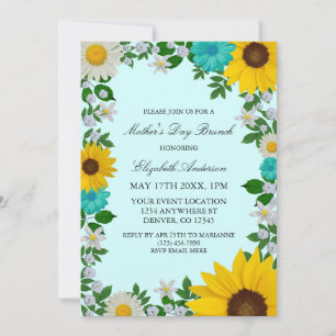 Rustic Sunflower Daisy Floral Mother's Day Invitation