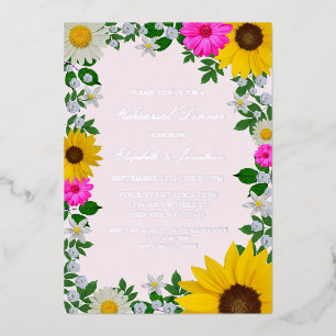 Rustic Sunflower Daisy Floral Rehearsal Dinner