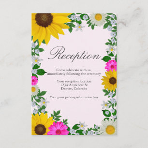 Rustic Sunflower Daisy Floral Wedding Reception Enclosure Card