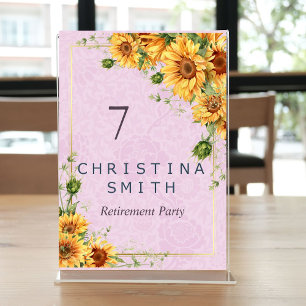 Rustic Sunflower Elegant Summer Retirement Party Table Number