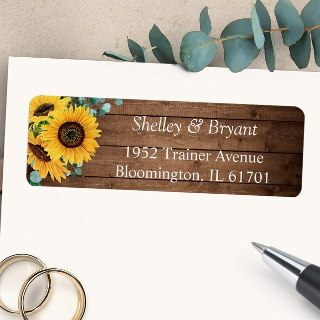Rustic Sunflower Eucalyptus Adresse de retour (Charming country vibes with our Rustic Sunflower Eucalyptus Return Address Label.)