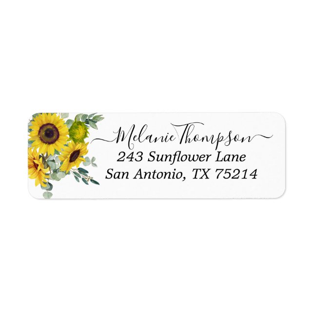 Rustic Sunflower Eucalyptus Adresse de retour (Devant)