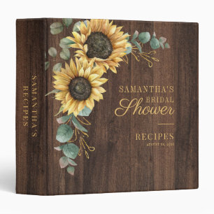 Rustic Sunflower Eucalyptus Bridal Shower Recipes Binder
