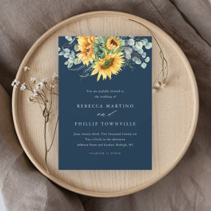 Rustic Sunflower Eucalyptus Elegant Wedding Invitation