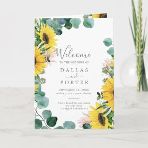 Rustic Sunflower Eucalyptus Folded Wedding Program