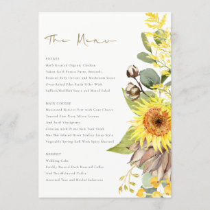 RUSTIC SUNFLOWER EUCALYPTUS WATERCOLOR FLORAL MENU