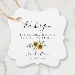 Rustic Sunflower Eucalyptus Wedding Favour Tags