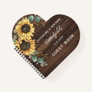 Rustic Sunflower Eucalyptus Wedding Guest Book