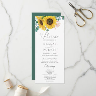 Rustic Sunflower Eucalyptus Wedding Program